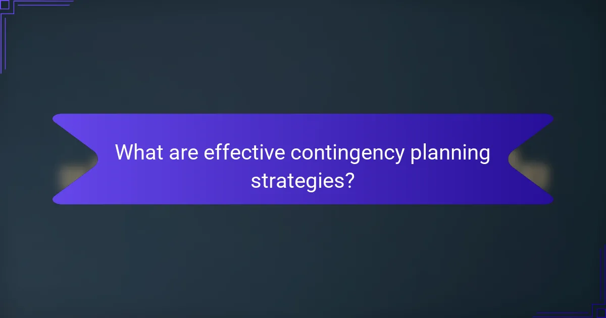 What are effective contingency planning strategies?
