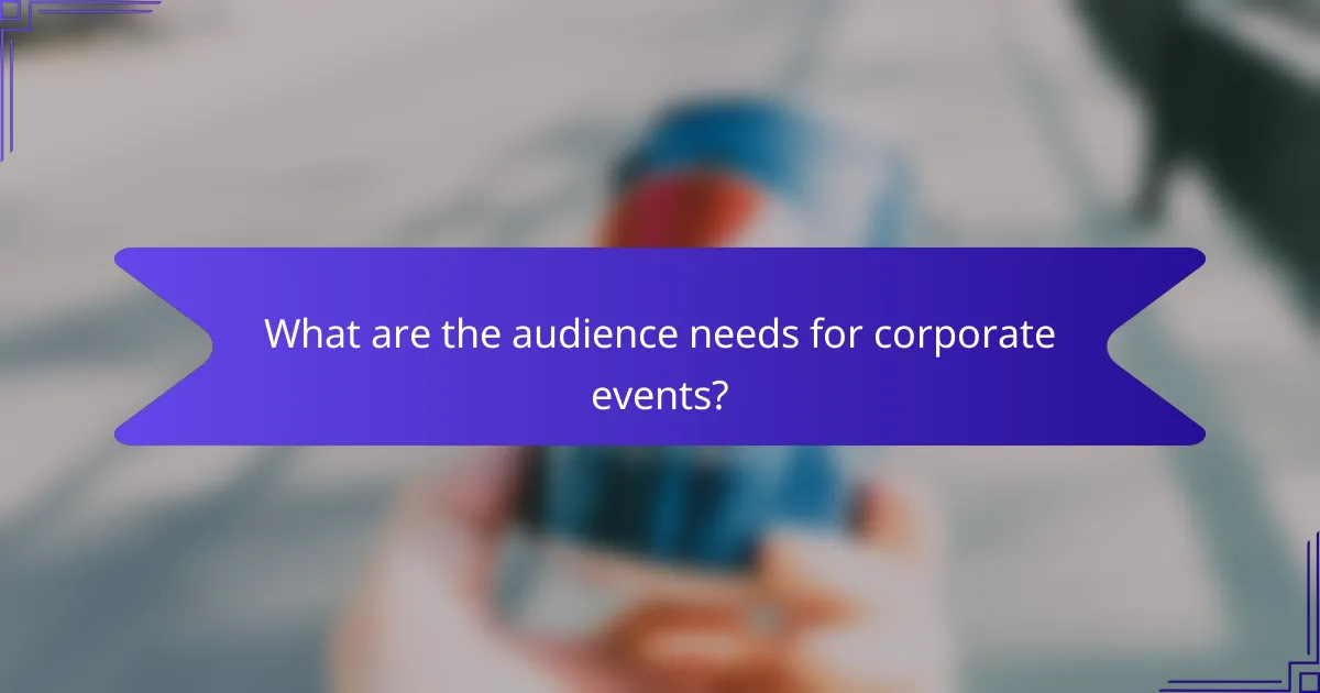 What are the audience needs for corporate events?