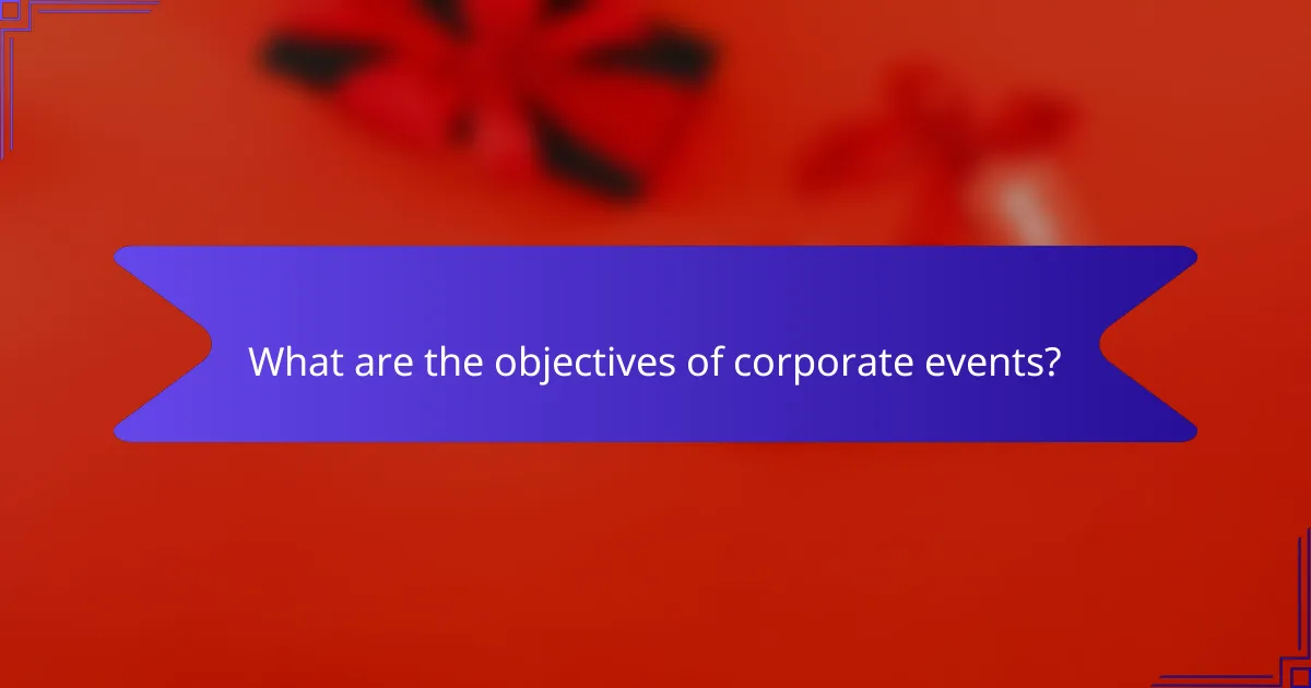 What are the objectives of corporate events?